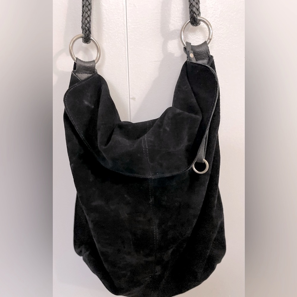 Henri Lou Suede Black Hobo Bag